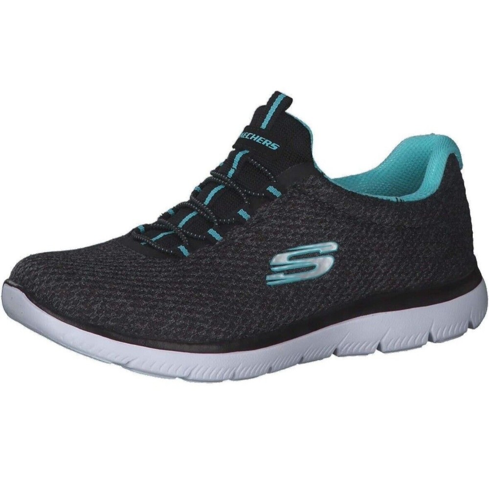Skechers Women's Summits Sneaker Black/Turquoise, Sz 7‎